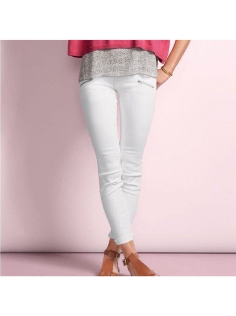 Cabi Women's White Zip Curvy Skinny Jeans Size 4